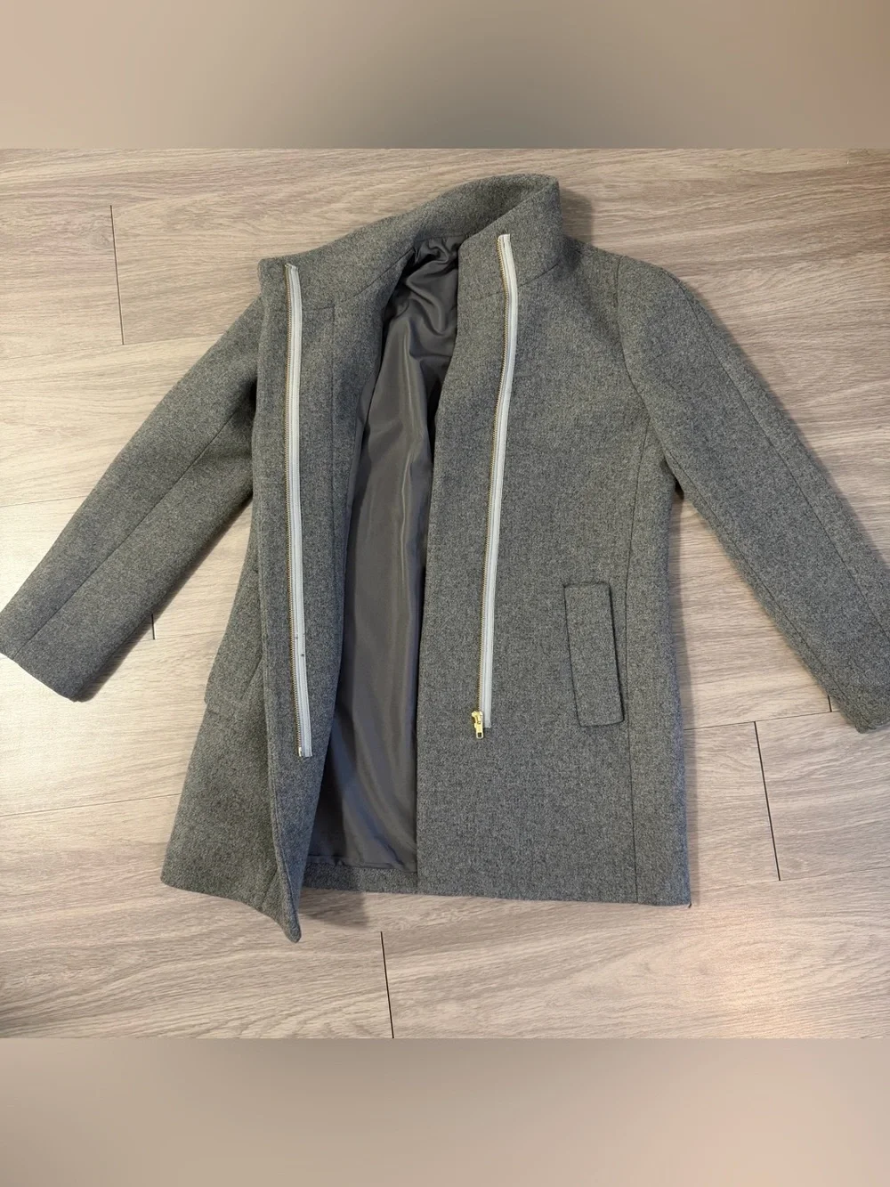 J. Crew Mercantile, Gray Wool Blend‎ Standing Collar Coat - | Women’s 00